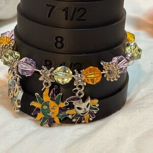 Mardi Gras Charm Bracelet with Multicolor Beads